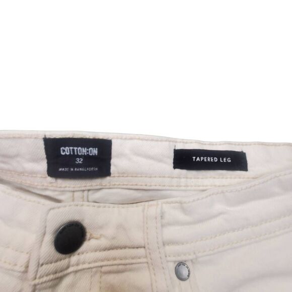 Men’s Cotton On Jeans – Size 32, Loose Fit Tapered Leg, Off-White / Cream Denim - Picture 7 of 13